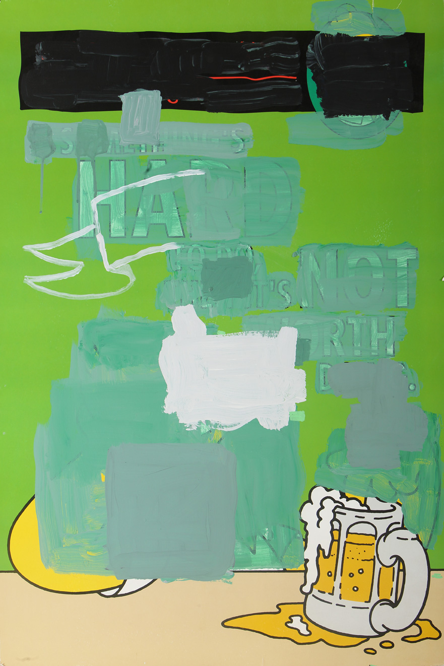 Homer Simpson, acrylic on found object, 61 x 91, 2014