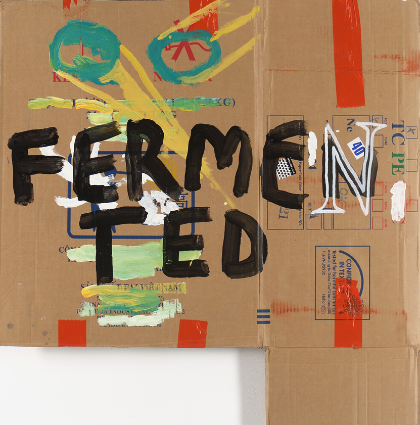 Fermented, acrylic on found object, 92 x 93, 2014
