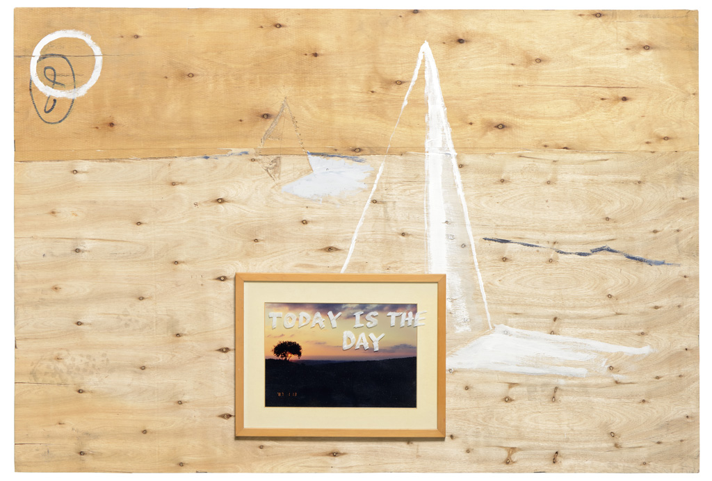 Today is the day, marker on found object, 34 x 42, 2014 Landscape, acrylic & etching on wood, 80 x 120, 2014
